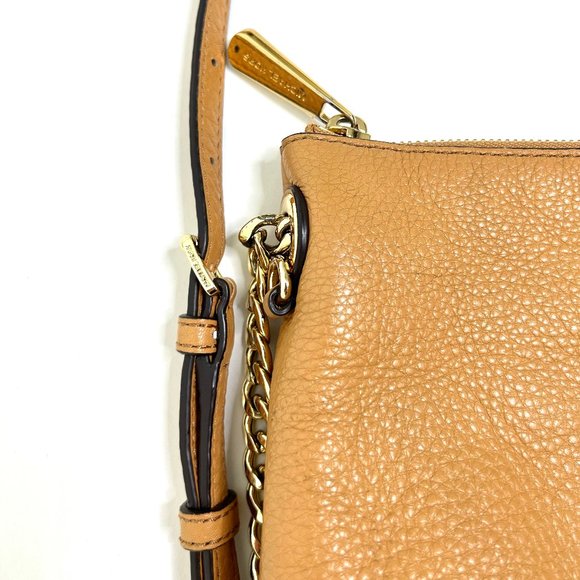 Michael Kors East West Crossbody in Camel Pebbled Leather and Gold Chain - Picture 8 of 15